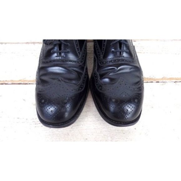 Mens black leather oxfords/vintage leather wing tips/black leather shoes/12 D main image 4